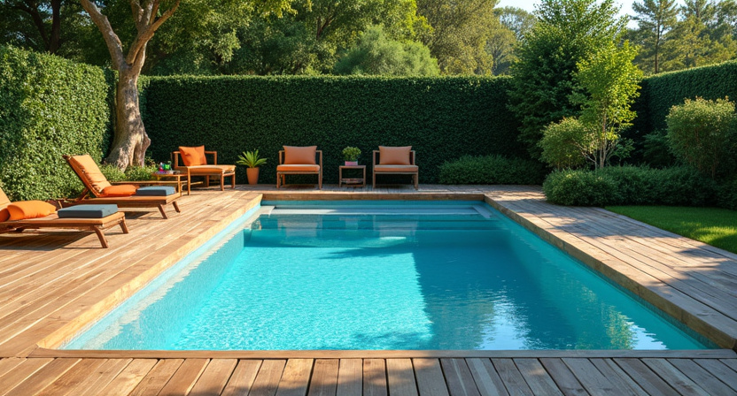 Margelles et terrasse bois rénovées